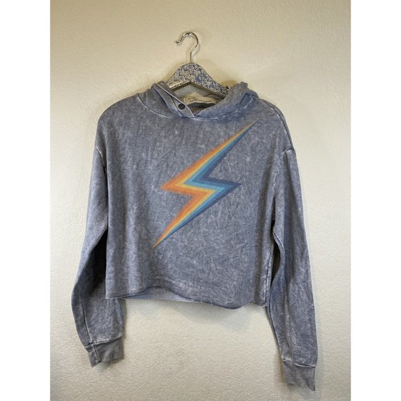 Vintage Havana Tops - Vintage Havana Small Cropped Lightning Bolt Hoodie